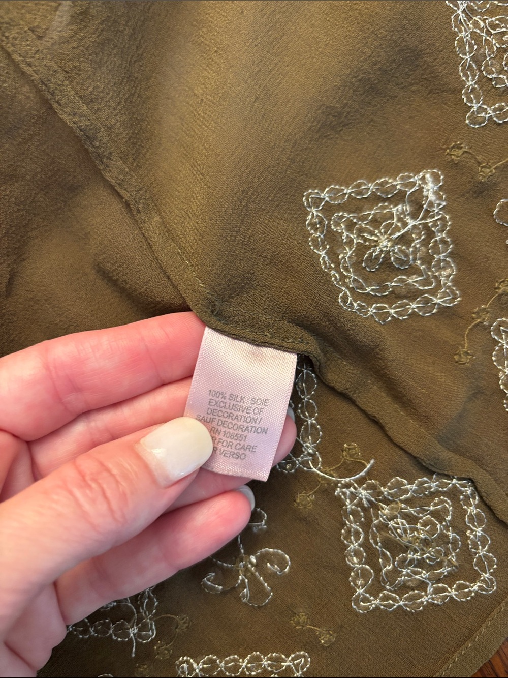 Calypso St. Barth Olive and Tan Textured Jeweled Silk Open Cardigan Small - Picture 10 of 10